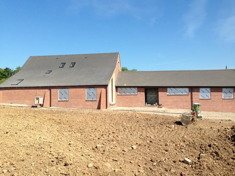 Brick barn conversion after the external brickwork was blast cleaned